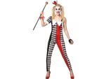 Costume Da Donna Arlecchino Carino Clown Donna Nero-Rosso-Bianco - S/M