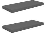Vidaxl Mensole Sospese 2 Pz. Grigio Lucido 60X23,5X3,8 Cm Mdf