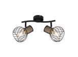 Globo Lighting Faretto In Metallo Nero, Metallo Effetto Legno, Metallo Nero, Lxlxh: 296X230X185Mm, Escl. 2X E27 40W 230V