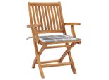 Vidaxl Sedie Da Giardino 2 Pz. Cuscini A Quadri Grigi In Teak Massiccio