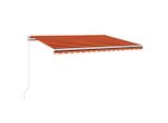Vidaxl Tenda Automatica Con Led E Sensore Vento 450X300 Arancio/Marrone