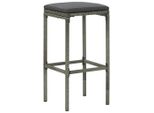 Sgabello Da Bar Con Cuscino 3 Pz. Poli Rattan Grigio