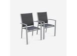 Set Di 2 Poltrone Da Giardino In Alluminio E Textilene, Grigio