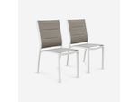 Set Di 2 Sedie Da Giardino Moderne, Alluminio, Textilene, Bianco