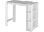 Tavolo Da Bar 'Danderyd' Banco Bar 120 X 60 X 106 Cm Con 3 Ripiani Look Bianco/Calcestruzzo