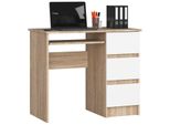 Scrivania A-6 Rovere Sonoma Bianca Con Spazio Di Archiviazione E Design Moderno