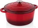 Pentola, Ø 22 Cm, Altezza 9,5 Cm, Rosso, Ghisa, Acciaio Inox, Smaltato