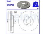 2X Disco Freno Delphi BG4768 Per Honda Accord Vii Sedan (Cl Cn) 47Mm 282Mm