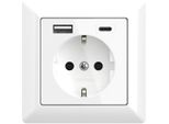 2USB Incharge Pro 55 Presa Con Contatto Di Protezione, Usb A/C, 55X55 Mm, Incasso, Bianco Puro Lucido (107230)