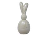 Coniglio In Porcellana Bianco Crema Lucido Decorazione Pasquale Pasqua 9X9X24Cm