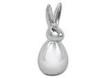 Coniglietto In Porcellana Argento Lucido Decorazione Pasquale Pasqua 6X6X14Cm