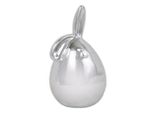 Coniglietto In Porcellana Argento Lucido Decorazione Pasquale Pasqua 6X6X12Cm