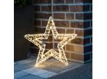 Stella Di Natale In Metallo 52 Cm Illuminata - 800 Led - Decorazione Da Giardino Stella Illuminata In Bianco Per Esterni