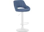 Sgabello Da Bar Clp Milet Rivestito In Tessuto, Regolabile In Altezza, Girevole Con Schienale, Blu E Bianco