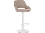 Sgabello Da Bar Clp Milet Rivestimento In Tessuto Regolabile In Altezza Girevole Con Schienale, Taupe Bianco