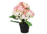 Pianta Artificiale Di Ortensia Rosa In Vaso Di Plastica Altezza 35 Cm