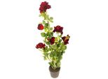 Pianta Artificiale Di Rosaio In Vaso Fiori Rosso Scuro Altezza 95 Cm