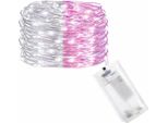 Springos Illuminazione A Filo D'argento Con 20 Led Fata Led 200 Cm Bianco-Rosa A Batteria Decorazione Natalizia Interna Luci Led Luci Led Illuminazione Decorativa