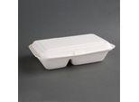 Scatole Per Menu In Bagassa Compostabili Fiesta Con Coperchio A Cerniera Bianco 2 Pezzi (200 Pezzi)