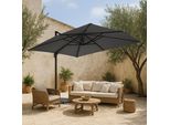 Ombrellone 3X4M Antracite Inclinabile Girevole + 4 Marmette - Oviala Caserta