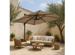Ombrellone 3X4M Taupe Inclinabile Girevole + 4 Marmette - Oviala Caserta