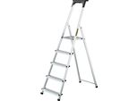 Drabest | Scala - Scala Per Uso Domestico - Scala In Alluminio - 5 Gradini - Leggera E Compatta - Con Vassoio Portautensili - Gradini Antiscivolo