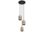 Globo Lighting Lampada A Sospensione Metallo Nero Opaco, Cristalli Di Vetro Color Fumo, Metallo Color Ottone Opaco, Cavo Pvc Nero, ø: 250Mm, H: 1200Mm, Escl. 3X E14 40W 230V