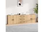 Vidaxl Credenze 3 Pezzi In Legno Sonoma-Quercia