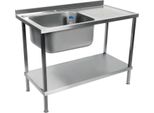 Holmes Lavello In Acciaio Inox Completamente Montato Con Scolapiatti A Destra 1200Mm