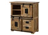 MASSIVMOEBEL24 | Highboard Mango 90X45X100 Natur Lackiert Railway #1005
