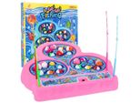 Gioco Di Pesca Arcade Per Bambini Dai 3 Anni In Su, Rosa + 21 Pesci Colorati + 4 Canne Da Pesca + Tabellone Con 3 Laghi