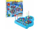 Gioco Di Pesca Arcade Per Bambini Dai 3 Anni In Su, Blu + 21 Pesci Colorati + 4 Canne Da Pesca + Tabellone Con 3 Laghi
