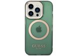 Guess Guhmp14Lhtcma Custodia Rigida Per Iphone 14 Pro 6.1 Zielony/Khaki Profilo Oro Traslucido Magsafe