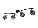 Globo Lighting Faretto In Metallo Nero Opaco, Metallo Color Oro Opaco, Cristalli Di Vetro Color Fumo, Mobile, Lxlxa: 700X315X180Mm, Escl. 4X E14 40W 230V