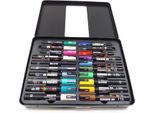 Uni-Ball 186830 Uni-Ball Posca Marker Metalletui Graffiti Acrylstift Farbsortiert, 20 St.