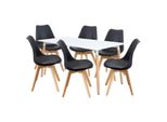 Tavolo Da Pranzo 160X90 Quatro Bianco + 6 Sedie Quatro Nero