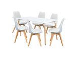 Tavolo Da Pranzo 160X90 Quatro Bianco + 6 Sedie Quatro Bianco