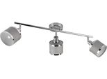 Lampada Da Soffitto Argentata Con 3 Faretti Orientabili E Paralumi In Tessuto 3Xe14 28W Arosa Trio