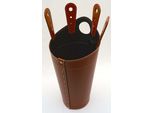 Squisito Set Da Camino In Pelle Italiana