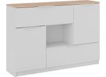Vicco Cassettiera Per Camera Da Letto Betti, 120 X 83.6 Cm 2X Porta, 2X Cassetto E 1X Scomparto Aperto, Bianco/Sonoma