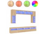 Parete Tv 8 Pezzi Con Luci Led Rovere Sonoma