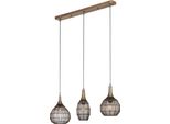 Lampada A Sospensione Industriale Con Listello Patinato E 3 Paralumi In Filo Metallico Per Soggiorno, Sala Da Pranzo, Sopra Il Tavolo 3Xe27 10W Soraya Trio