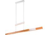 Lampada A Sospensione Moderna Regolabile Allungabile Bianca Opaca Legno Chiaro Per Sala Da Pranzo Sopra Il Tavolo Alto Basso Colore Variabile Led 46W Trajan Trio