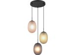 Lampada A Sospensione Decorativa Nera Rotonda Con Paralumi In Vetro Colorato Per Soggiorno Sopra Il Tavolo 3Xe27 25W Facette Trio
