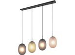 Lampada A Sospensione Nera Opaca Con Listello Ovale E Paralumi Decorativi Colorati Per Sala Da Pranzo Sopra Il Tavolo 4Xe27 25W Facette Trio