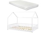 Letto Per Bambini 'Hesel' Con Materasso Anticaduta A Doghe 120 X 200 Cm Bianco