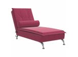 Chaise Longue Da Massaggio Con Bolster In Velluto Rosso Vino