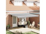 Vidaxl Tenda Da Sole Automatica Con Led Antracite E Bianco 450X300 Cm