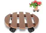 Jopassy 2X Pianta Rullo Fioriera Sottobicchiere Rotante Marrone Rotondo