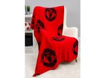 Manchester United Fc - Coperta "Classic Rotary"", Pile AG3601 (Taglia Unica) (Rosso/Nero)"